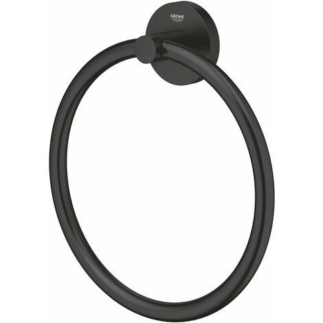 Grohe – Porte-serviettes noir mat 180 mm – Fixation cachée par perçage ou collage – Métal durable – 411742430
