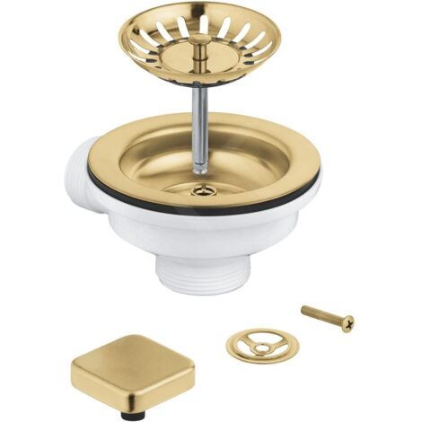 Vidage complet évier 1 cuve – Garniture automatique avec bouton carré – Compatible éviers GROHE – 40400GN0