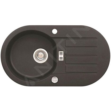 Alveus Niagara - Évier en granit, 775x435 mm, avec commande de vidage, carbone 1076860 (1/2)