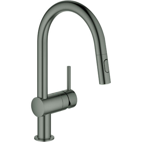 Grohe – Mitigeur de cuisine monocommande bec C extractible – Finition graphite brossé – Cartouche céramique 46 mm – Zone de pivotement 360°
