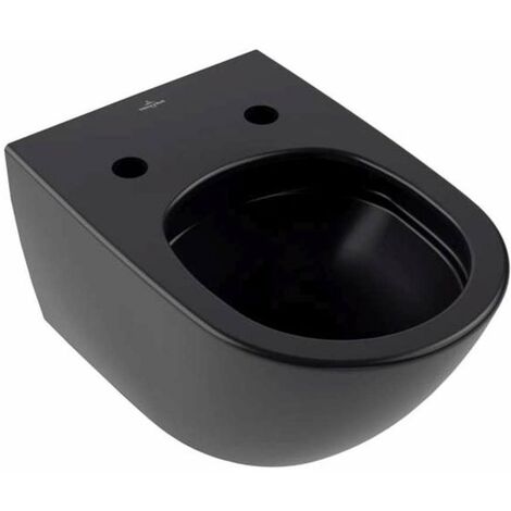 Villeroy & Boch Antao - Cuvette de WC suspendue, Rimless, CeramicPlus, TitanGlaze, TwistFlush, Pure Black 4674T0R7