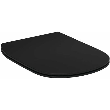 Ideal Standard – Abattant WC SoftClose en duroplast noir satiné – Design ultra-plat – Dimensions 365 x 450 x 25 mm – T5522V3 (1/4)