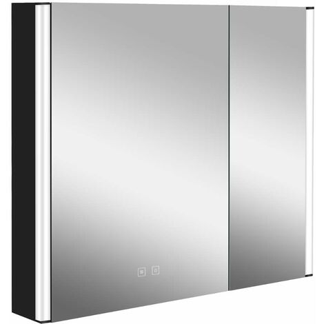 kielle Arkas I - Armoire à miroir avec éclairage LED, chauffage et port USB, 80x70x13 cm, noir mat 50111814