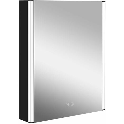 kielle Arkas I - Armoire à miroir avec éclairage LED, chauffage et port USB, 55x70x13 cm, noir mat 50111614