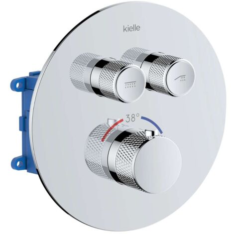 kielle Oudee - Mitigeur thermostatique encastré, avec corps d'encastrement, pour 2 sorties, chrome 10602200