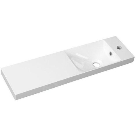 Sapho – Meuble-lavabo vasque à encastrer 800x220 mm en marbre coulé – Trou pour robinet G/D – Trop-plein inclus – AS080