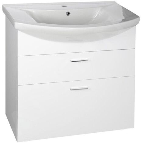 Aqualine Zoja - Meuble lavabo 715x740x343 mm, 2x tiroir, blanc 51071A (1/2)