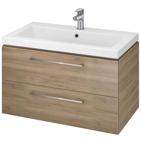 Cersanit – Meuble avec lavabo simple 45x79x45 cm – 2 tiroirs – Panneaux agglomérés – Lavabo céramique avec trop-plein – Installation murale – S801154DSM (1/3)