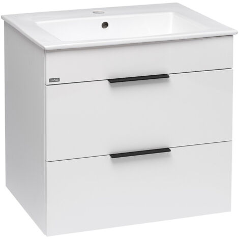 Jika Cube - Meuble avec lavabo, 64x42x62 cm, 2 tiroirs, blanc H4536021763001 (1/5)