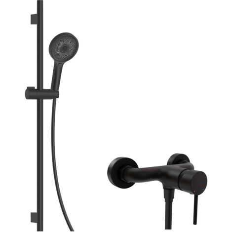 kielle Oudee - Set de douche avec mitigeur, colonne, flexible et tête de douche EcoSpare, noir mat 10202SN14 (1/6)