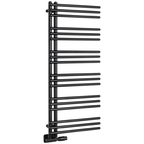 Élément chauffant 114x45 cm 379 W noir – Radiateur mural électrique mixte en acier – Installation pivotante PS411B – Aqualine