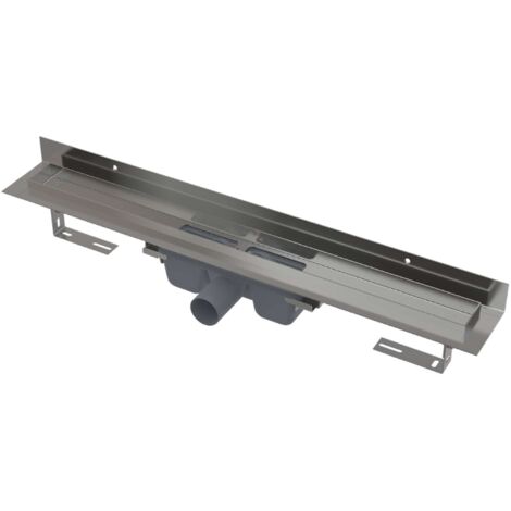 Alca - Caniveau de douche Wall 115 cm, avec rebord pour grille pleine et collier fixe au mur, inox APZ16-1150 (1/3)