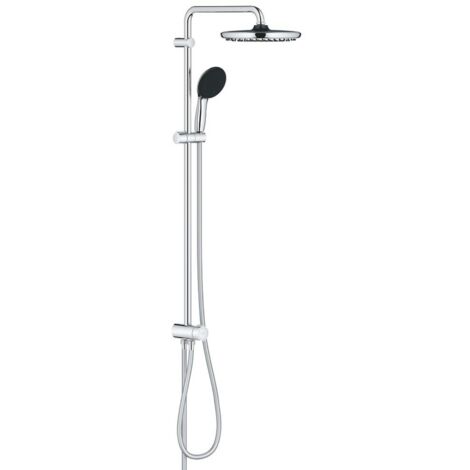 Grohe – Colonne de douche sans robinetterie 250 mm – 2 jets Rain et SmartRain – Finition chrome – Flexible 1500 mm – 26989001
