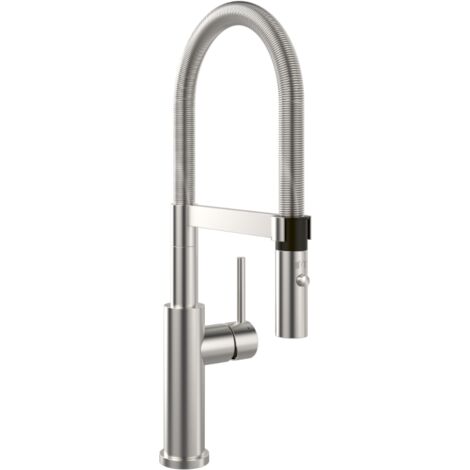 Villeroy & Boch – Mitigeur d'évier avec bras flexible et douchette 360° – Acier inoxydable – Hauteur 490mm – Débit 5,4 l/min – 928000LC