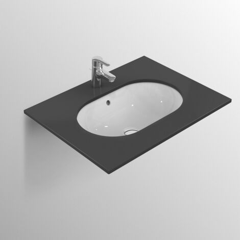 Ideal Standard – Vasque à encastrer céramique blanche 480x350x175mm – Ovale sans trou – Montage sur plaque – Gabarit de découpe inclus (1/5)