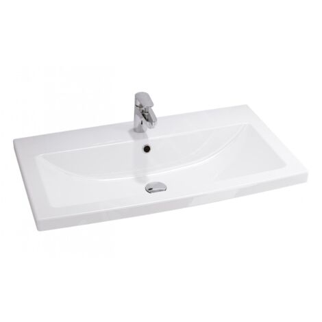 Cersanit – Lavabo céramique semi-encastrable 80x45 cm avec trop-plein et trou robinetterie – Anguleux blanc – K32004BOX