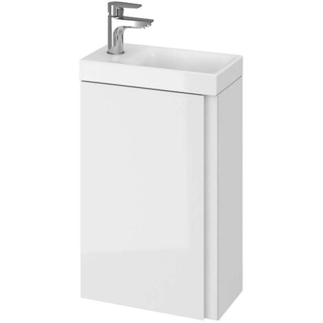 Cersanit Moduo - Meuble avec lavabo, 59x39x22 cm, 1 porte, charnières G/D, blanc S801-218-DSM