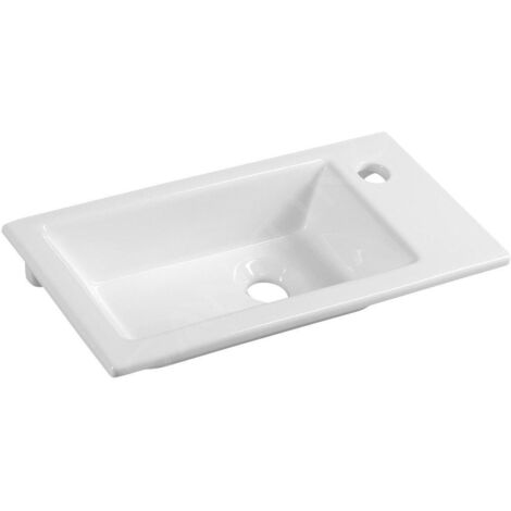 Aqualine Zuno - Meuble lavabo 50x25 cm, sans trop-plein, trou pour robinet à droite, blanc 9050