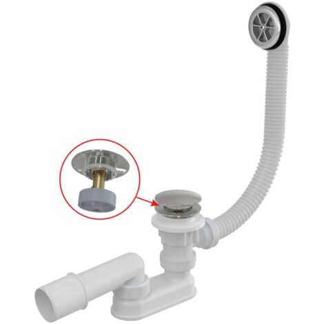 Alca - Kit vidange et trop-plein pour baignoire, longueur 57 cm, ClickClack, métal A505CKM (1/3)