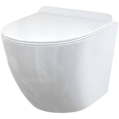 Alca - WC suspendu avec siège Slim, SoftClose, sans rebord, blanc WC SOLID (1/3)