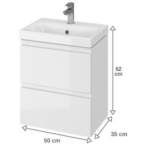 Cersanit Moduo - Meuble avec lavabo, 57x50x35 cm, 2 tiroirs, blanc S801-229-DSM