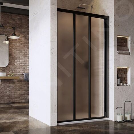 Ravak Supernova - Porte de douche en trois parties ASDP3-130, 127-131 cm, noir/verre Grape 00VJ03R2ZG (1/4)