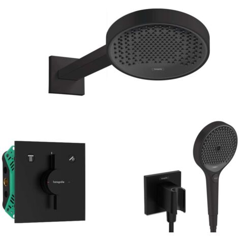 Hansgrohe - Set de douche avec mitigeur encastré, corps d’encastrement, diamètre 25 cm, 3 jets, noir mat SANI21HHH405 (1/5)