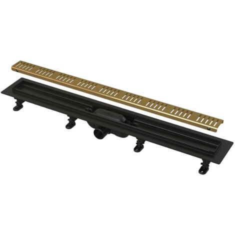Alca - Bac à douche Simple 85 cm, avec rebord pour grille perforée, incl. grille, laiton APZ10BLACK-850BRASS (1/2)
