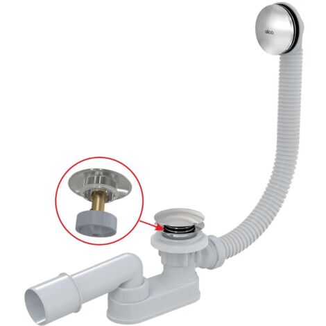 Alca - Kit vidange et trop-plein baignoire, longueur 1000 mm, Click-Clack, chromé A507CKM-100 (1/3)