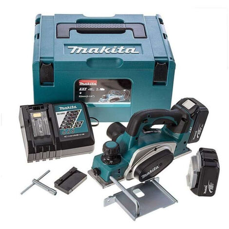 Makita Outillage - Rabot sans fil 18V 82 mm, 2 batteries 5,0 Ah, chargeur DKP180RTJ
