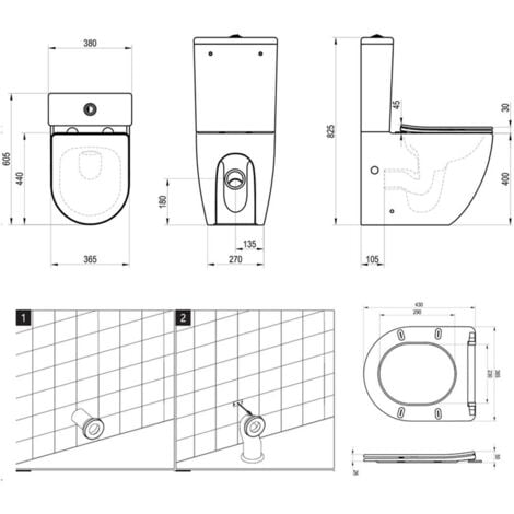 Ravak - WC à poser avec abattant SoftClose, évacuation vario, remplissage latéral, RimOff, blanc X01870