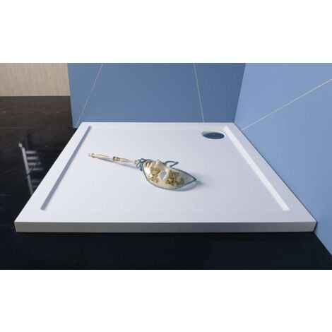 Polysan Receveurs de douche - Receveur de douche en marbre de synthèse AURA, 90x90 cm, blanc 43511
