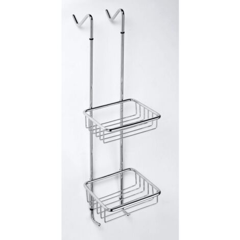 Porte objet de douche à accrocher CYTRO en laiton chromé 17x14x70 cm (1/5)