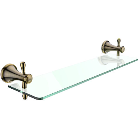 Tablette Verre Transparant L.50 Cm, Avec Fixation Laiton Antique - Antique Salle De Bains Rétro Nimco (1/2)