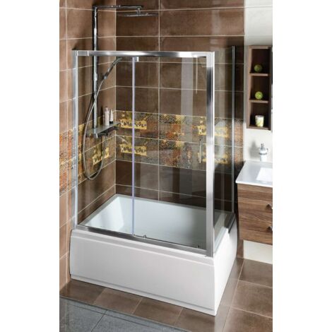 Polysan Deep - Porte de douche, 2 battants, 120 cm, aluminium brillant/verre clair MD1216