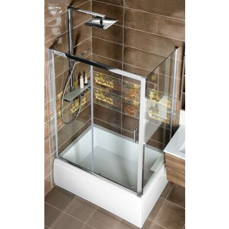 Polysan Deep - Porte de douche, 2 battants, 120 cm, aluminium brillant/verre clair MD1216