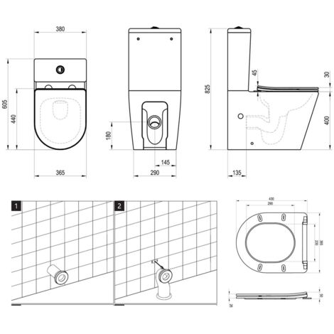 Ravak - WC à poser avec abattant SoftClose, évacuation vario, remplissage latéral, RimOff, blanc X01872