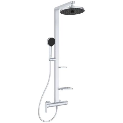 Ideal Standard – Set de douche hydromassante 2 jets diamètre 260 mm – Technologie Cool Body – EasyClean – Flexible 1750 mm – BD584SI