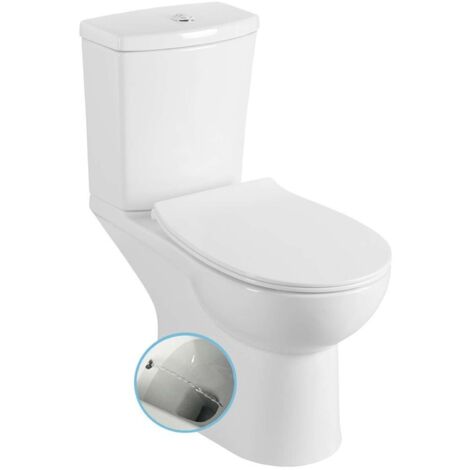 Sapho – WC à poser avec douchette de bidet – Évacuation arrière – Cuvette céramique – Chasse d'eau 3,5L/5L – PC106
