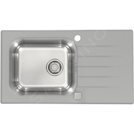 Alveus Altone - Évier 780x435 mm, avec commande de vidage, verre gris / inox 1130528 (1/2)