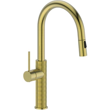 Sapho - Mitigeur d'évier, avec douchette extractible, doré mat FR576GB (1/5)