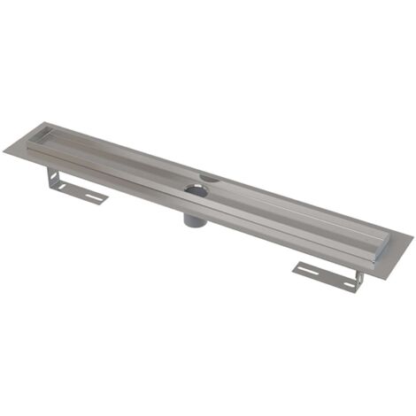 Alca - Caniveau de douche 85 cm, avec rebord pour grille perforée, sans bouchon anti-odeur, inox APZ2001-850 (1/2)