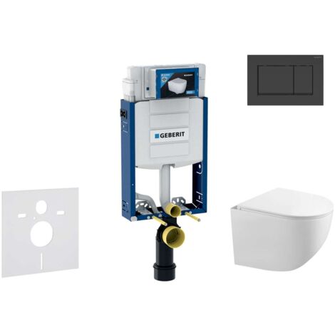 Geberit Kombifix - Set bâti-support, cuvette Gaia et abattant softclose et plaque de déclenchement Sigma30, noir mat/noir SANI15CA5105 (1/5)