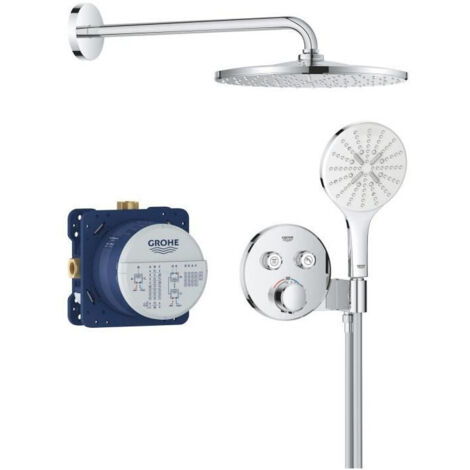 Grohe – Set de douche thermostatique encastré 310 mm – 3 jets PureRain – Mitigeur Precision SmartControl – Chrome – 34877000