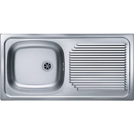 Moderna – Évier 1 bac inox 86x44 cm avec égouttoir – Dimensions du bac 340x370x145 mm – Réversible 180° – Évacuation 1 1/2" (1/5)
