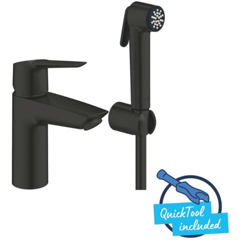 Grohe – Mitigeur de lavabo avec douchette de bidet noir mat – Hauteur 165 mm – Débit 5,7 l/min – Cartouche céramique 28 mm – 231232433 (1/4)