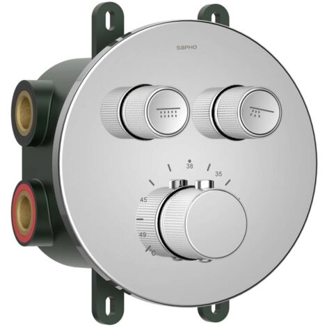 Sapho Smart Select - Mitigeur de douche thermostatique encastré, 2 sorties, avec corps d’encastrement, chrome RP032 (1/3)