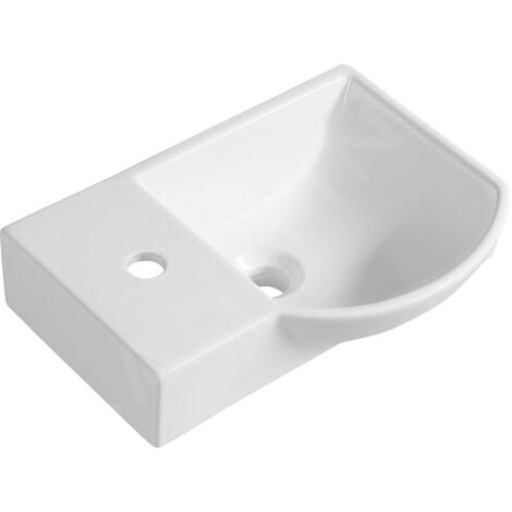 Sapho Small - Lave-mains Litos 450x320 mm, avec un trou pour mitigeur à gauche, avec trop-plein, blanc 4779