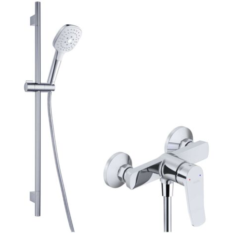 kielle Nefia - Set de douche avec mitigeur, barre, flexible et pommeau de douche, chrome 20627SN80 (1/5)