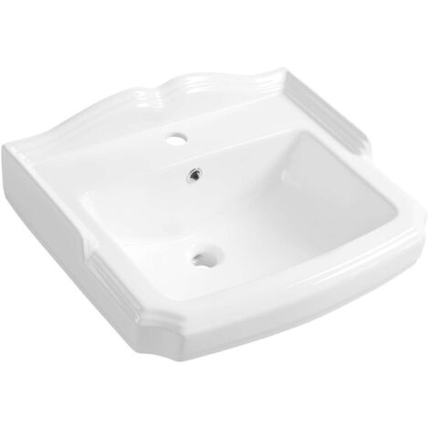 Lavabo suspendu 580x470 mm en céramique blanche – Trou pour robinet – Forme atypique – AK102 – Aqualine